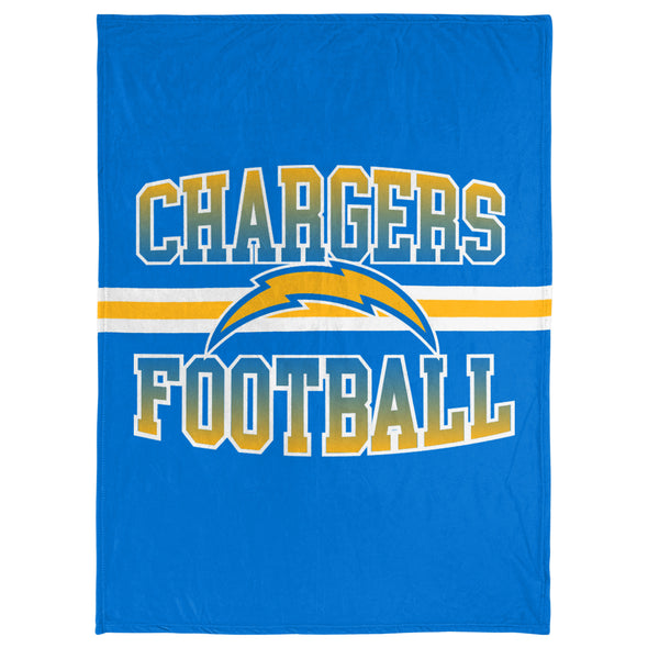 FOCO NFL Los Angles Chargers Stripe Micro Raschel Plush Throw Blanket, 45 x 60