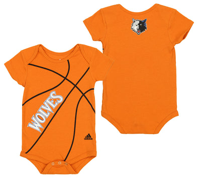 Adidas NBA Infants Minnesota Timberwolves Short Sleeve Fanatic Creeper, Orange