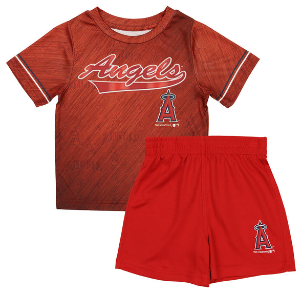 Outerstuff Los Angeles Angels MLB Toddler Subliminal Graphic 2-Piece Tee and Shorts Set, Red