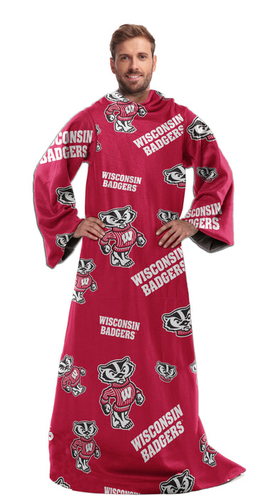 Northwest NCAA Wisconsin Badgers Toss Silk Touch Comfy Thow with Sleeves
