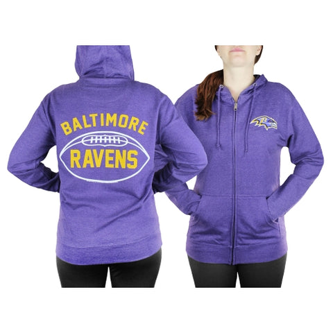 Baltimore Ravens NFL Womens Double Coverage Full Zip French Terry Hoodie
