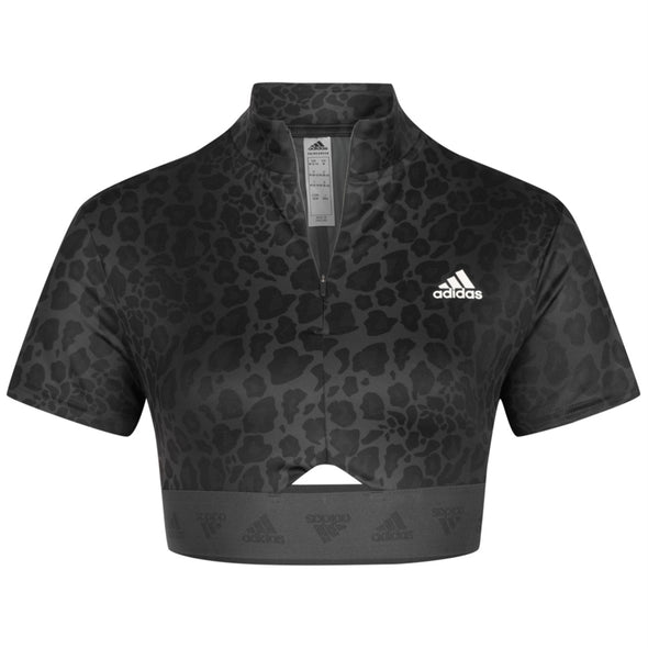 Adidas Women's Hyperglam Zip Crop Top Tee, Multicolor/Carbon