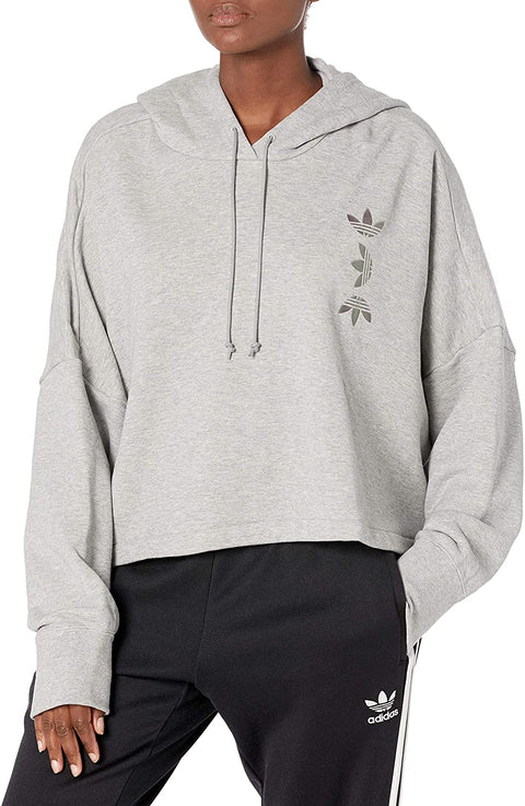 adidas Originals Women's Large Logo Cropped Hoodie, Medium Grey