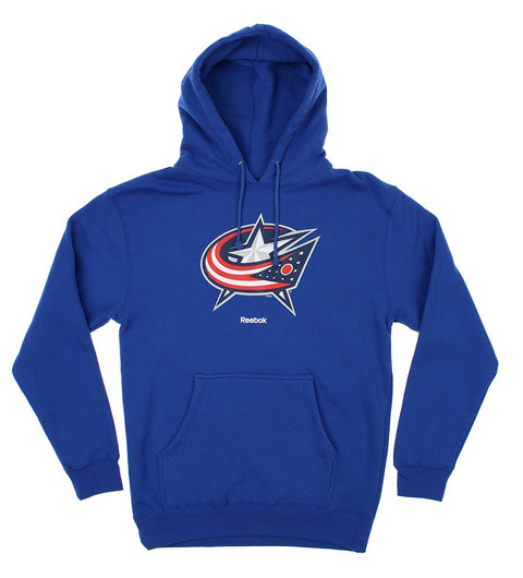 Reebok NHL Men's Columbus Blue Jackets Logo Crest Basic Pullover Fleece Hoodie