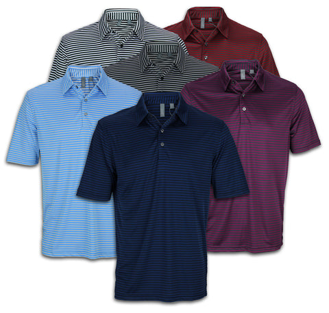 Ashworth Mens Performance Feed Stripe Polo Shirt