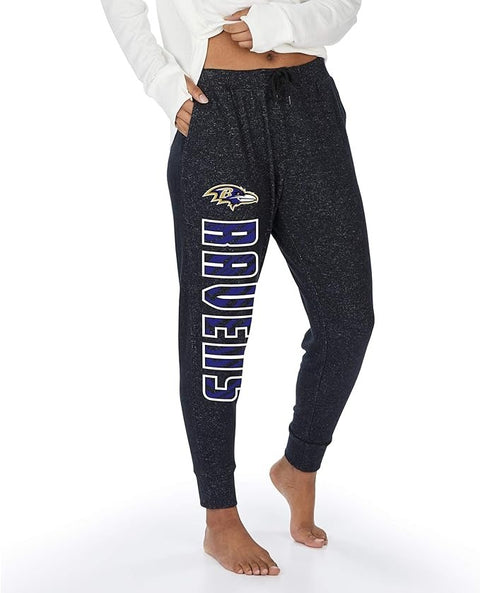 Zubaz NFL Women's Baltimore Ravens Marled Soft Joggers, Black