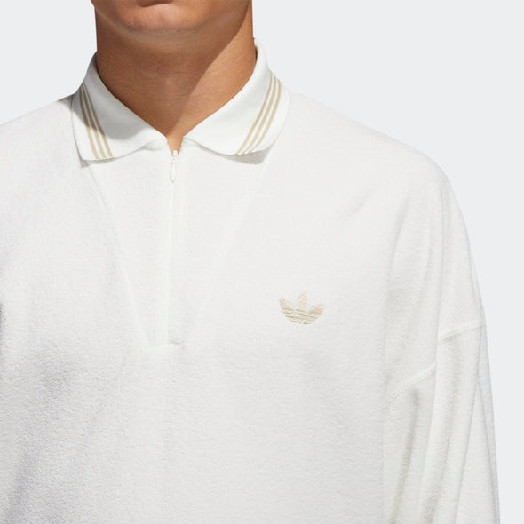 Adidas Men's Bouclette 1/4 Zip Shirt, Off White