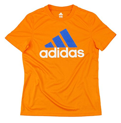 Adidas Youth Boys Brand Logo Shirt Tee Top - Orange / Blue / White