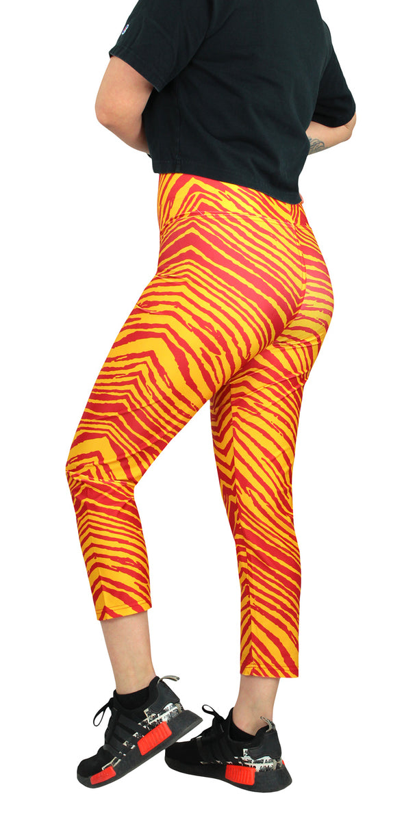 Zubaz NFL Women's Kansas City Chiefs 2 Color Zebra Print Capri Legging