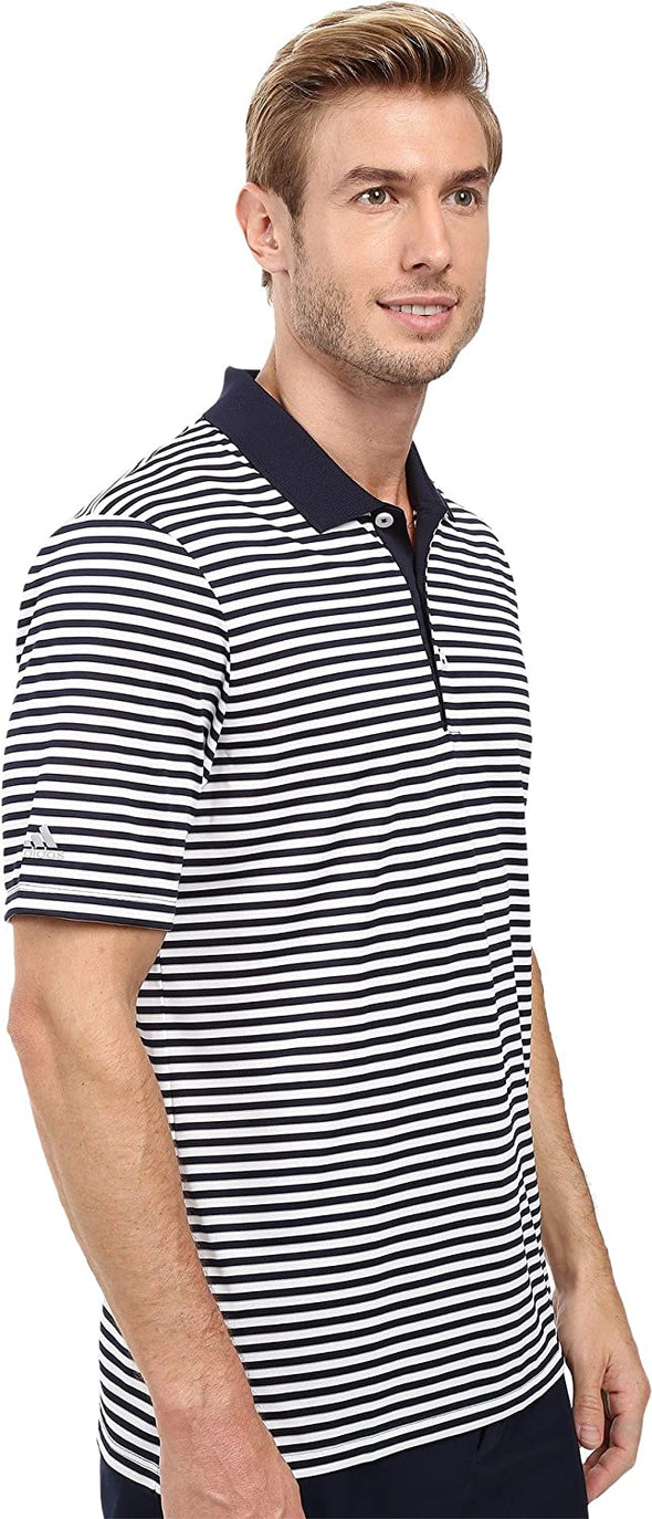 adidas Golf Men's Performance 3-Color Stripe Polo Shirt, Navy/White