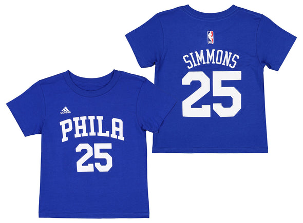 Adidas Philadelphia 76ers Ben Simmons #25 NBA Kids (4-7) Short Sleeve Tee, Blue