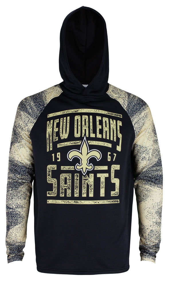 Zubaz NFL Men's New Orleans Saints Light Weight Pullover Hoodie with Static Sleeves