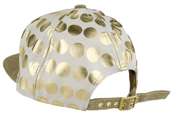 Flat Fitty Wiz Khalifa Gold Polka Dots Cap Hat, Gold