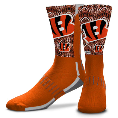 Zubaz X FBF NFL Adult Unisex Cincinnati Bengals Phenom Curve Crew Socks