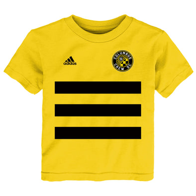 adidas Columbus Crew SC MLS Kids (4-7) 3 Stripe Life Pitch Tee, Yellow