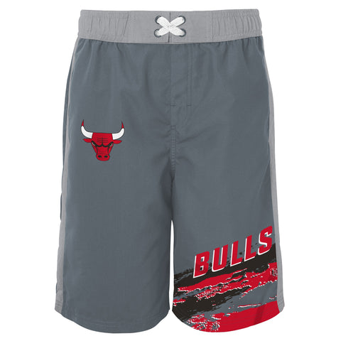 Outerstuff Chicago Bulls NBA Boys Youth (8-20) Heat-Wave Swim Shorts, Grey