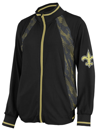 Zubaz NFL Women's New Orleans Saints Elevated Full Zip Viper Accent Jacket