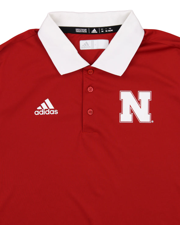 adidas NCAA Men's Nebraska Cornhuskers Team Color Coaches Polo, Red
