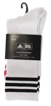 Adidas Men's 2 Pack Tour Performance Crew Socks, White