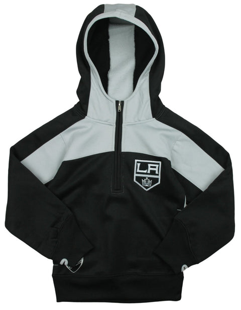 Reebok NHL Youth Girl's Los Angeles Kings 1/4 Zip Active Pullover Hoodie, Black