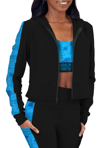 Certo By Northwest NFL Women's Carolina Panthers All Day Cropped Hoodie, Black