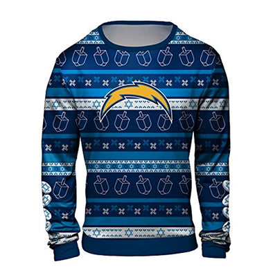 Forever Collectibles NFL Men's Los Angeles Chargers Hanukkah Ugly Sweater