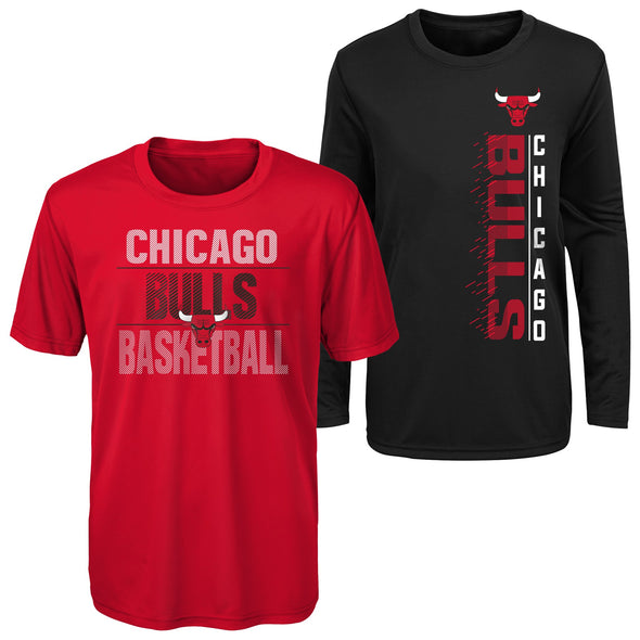 Outerstuff NBA Youth (8-20) Chicago Bulls Performance Long and Short Sleeve T-Shirt Combo