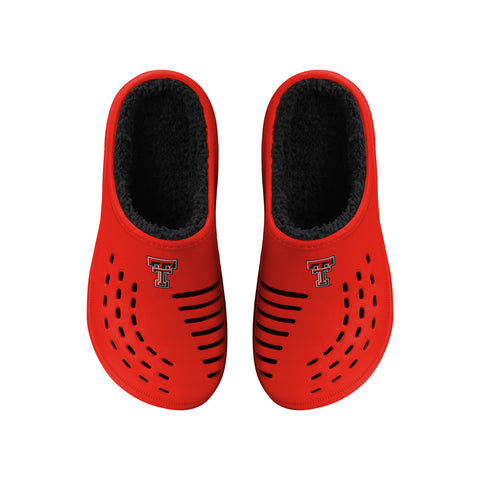 FOCO NCAA Men's Texan Tech Red Raiders Sherpa Lined Big Logo Clogs