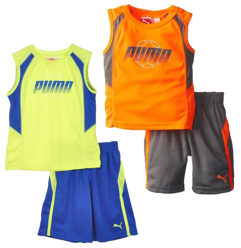 Puma Toddlers Logo Perf Set Sleeveless Top & Shorts Set - Blue Or Orange