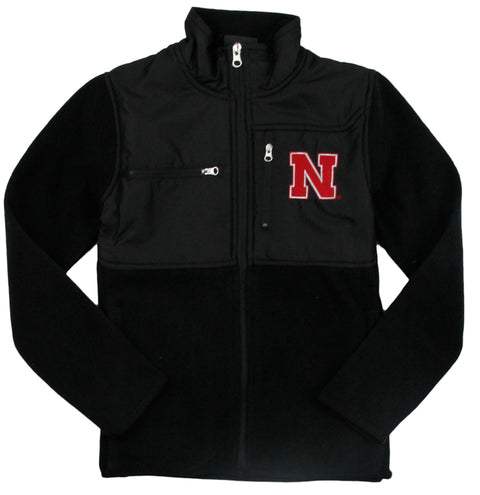 Genuine Stuff NCAA Youth Nebraska Cornhuskers Tech Polar Fleece Jacket - Black