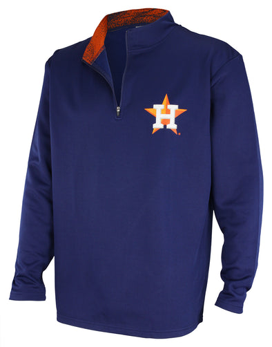 Zubaz MLB Baseball Men's Houston Astros Static Collar 1/4 Zip Fleece Pullover