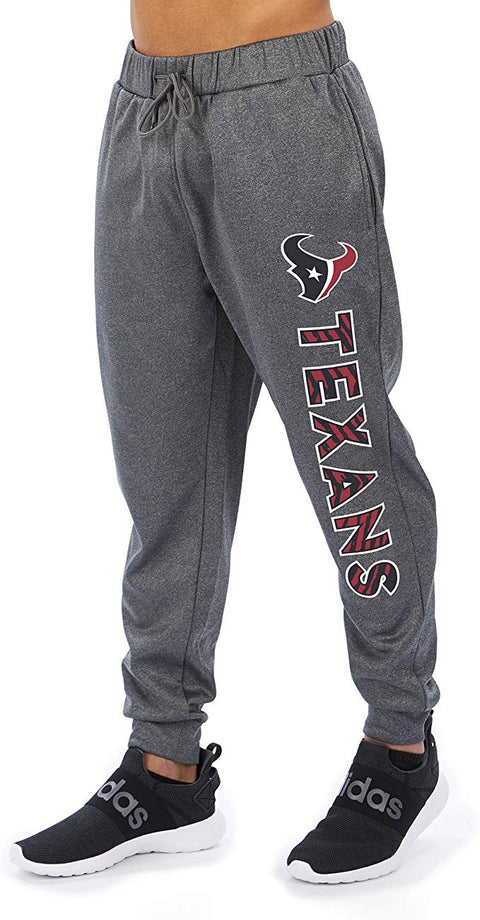 Zubaz NFL Football Men’s Houston Texans Gameday Zebra Wordmark Poly Fleece Jogger Pant