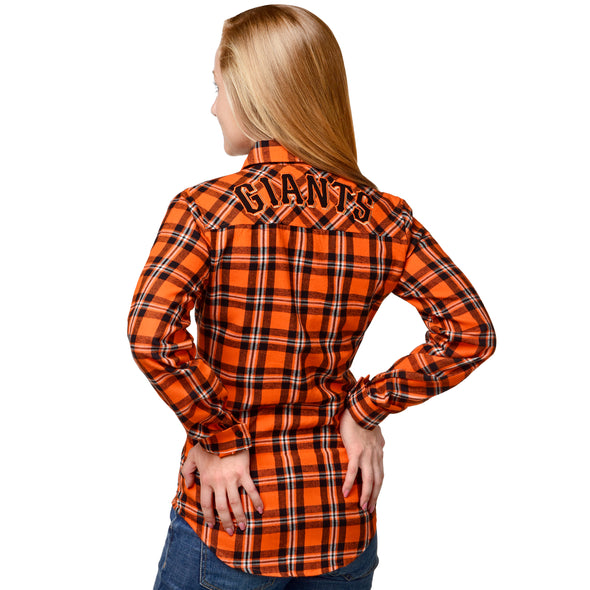 FOCO MLB San Francisco Giants Women's Wordmark Basic Flannel Shirt