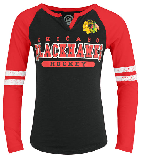Outerstuff NHL Youth Girls (4-14) Chicago Blackhawks Long Sleeve Slub Top