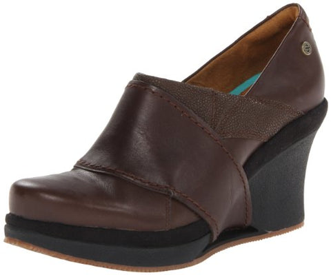 MOZO Women's Divine Leather Platform Wedge Heel Shoes, Brown