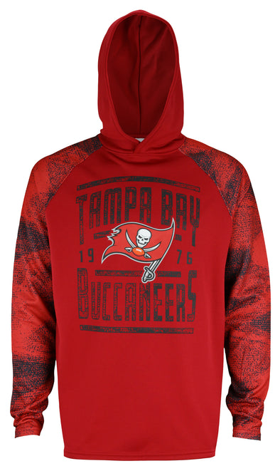 Zubaz NFL Men's Tampa Bay Buccaneers Light Weight Hoodie with Static Sleeves