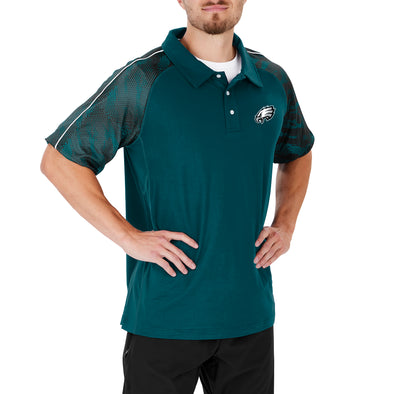 Zubaz NFL Men's Philadelphia Eagles Elevated Field Polo W/ Viper Print Accent