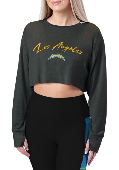 Certo By Northwest NFL Women's Los Angeles Chargers Central Crop Top, Black