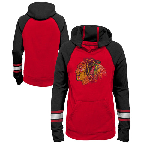 Outerstuff NHL Youth Girls Chicago Blackhawks Female Foward Funnel Neck Hoodie