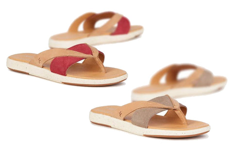 Emu Australia Women's Wenona Sandals Fashion Flip Flops - Mushroom & Raspberry