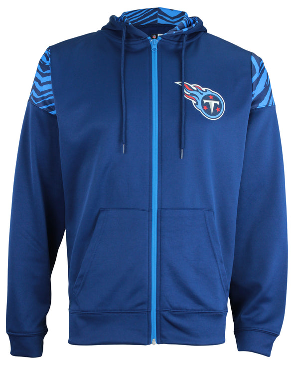 Zubaz Tennessee Titans NFL Men's Full Zip Hoodie with Zebra Print Details