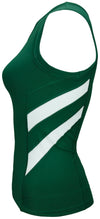 ASICS Women's Stride Shimmel Tank Top, Forest Green / White