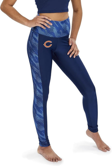 Zubaz NFL Women's Chicago Bears Elevated Viper Accent Leggings, Blue