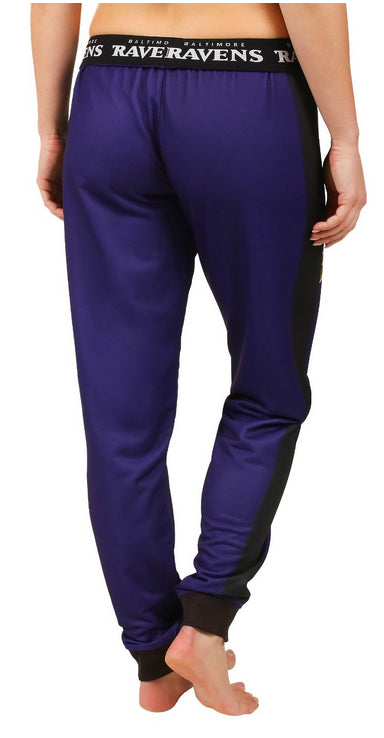 Klew NFL Women's Baltimore Ravens Cuffed Jogger Pants, Purple - Small