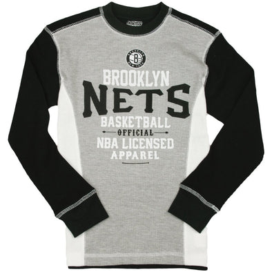 Zipway NBA Basketball Youth Brooklyn Nets Long Sleeve Thermal Shirt, Grey