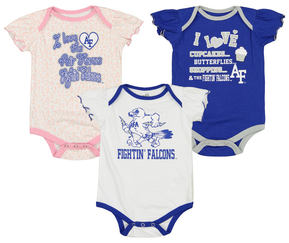 Outerstuff NCAA Infant Girls Air Force Falcons Three Piece Creeper Set