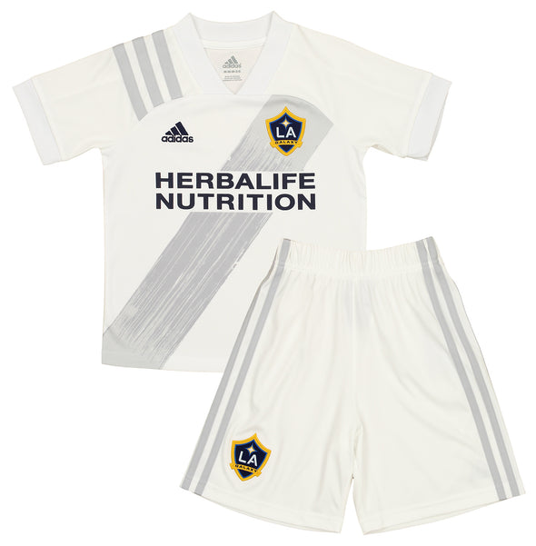 adidas Los Angeles Galaxy MLS Kids (4-7) Jersey & Shorts Soccer Kit, White