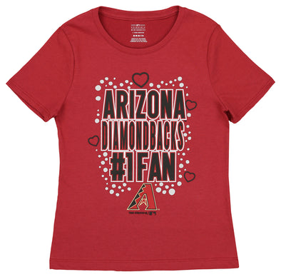 Outerstuff Arizona Diamondback MLB Girl's Youth (4-16) #1 Fan Short Sleeve Tee, Sedona Red