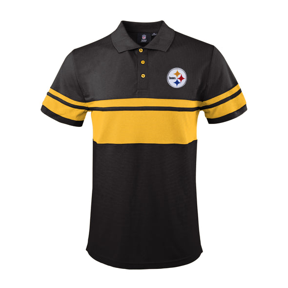 FOCO Men's NFL Pittsburgh Steelers Stripe Polo Shirt