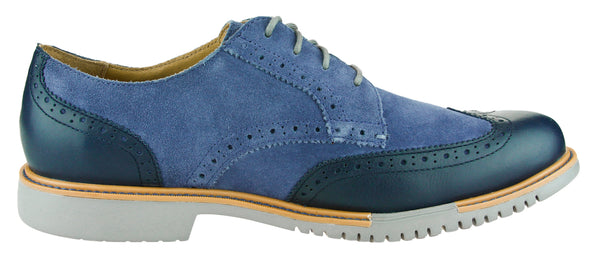 Cole Haan Men's Great Jones Wingtip II Lace Up Casual Dress Oxford Shoes, Blue